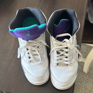 Jordan Grape 5s Kids White and Purple Sneakers